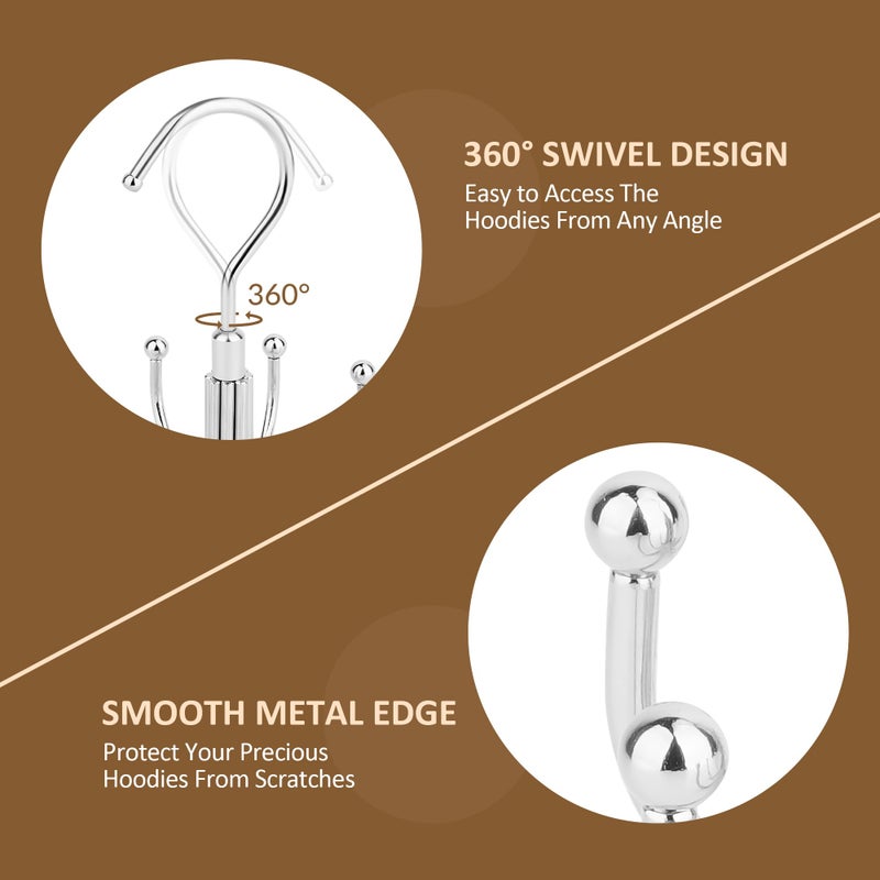 ZEDODIER Hoodie Hangers, Rotatable Hoodie Organzier for Closet, Max 8 Storage Capacity Hoodies Holder, Metal Space Saving Closet Organizers and Storage, Silver - Image 5